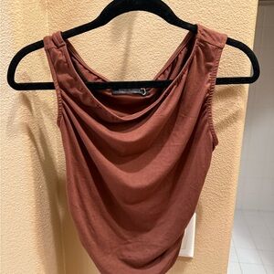 Merokeety Women's Elegant Brown Tank Top